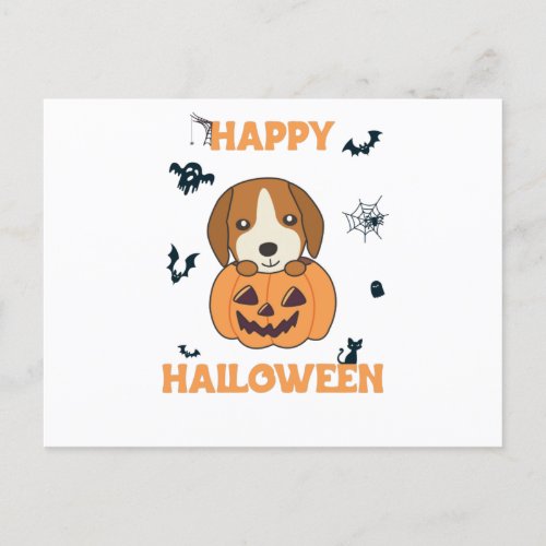 Beagle In Pumpkin Sweet Dogs Happy Halloween Postcard