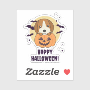 Beagle In Pumpkin Sweet Dogs Happy Halloween Sticker