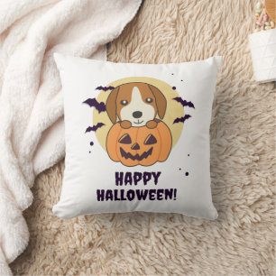 Beagle In Pumpkin Sweet Dogs Happy Halloween Throw Pillow