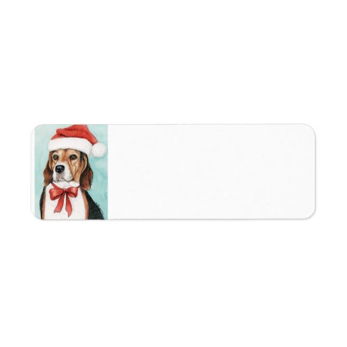 Beagle in Santa Hat Dog Art Return Address Labels