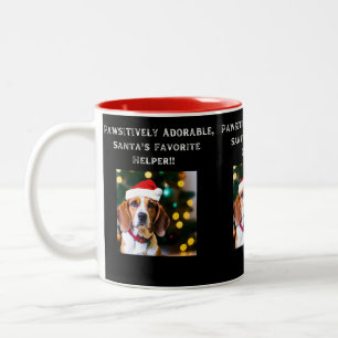 Beagle in Santa hat on coffee mug