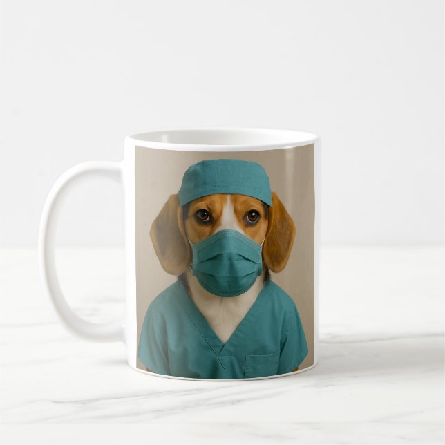 Beagle in Scrubs Coffee Mug (Left)