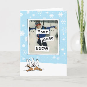 Beagle in Snow Holiday Photo Template Dog Lover