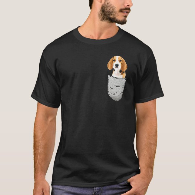 Beagle In The Chest Pocket For Dog Owners T-Shirt (Front)