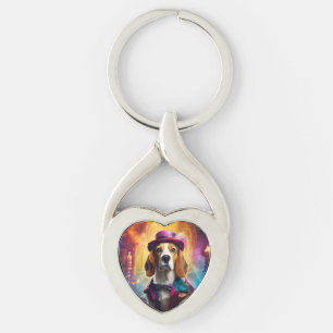 Beagle in Vibrant Costume Keychain