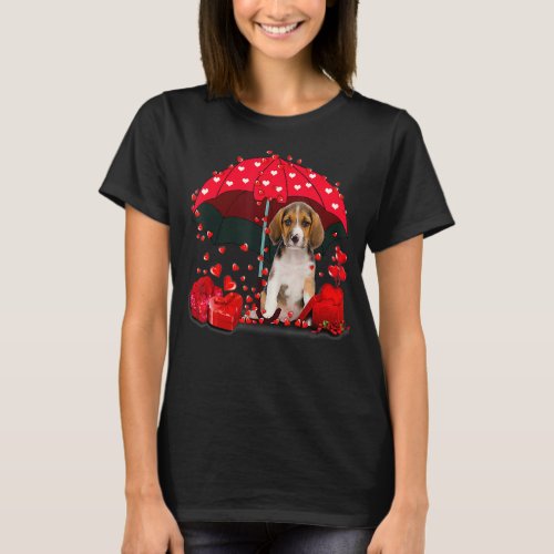 Beagle Into Red Umbrella Valentines Day T_Shirt