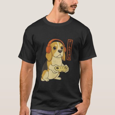 Beagle Japanese Gamer Men Women Boy Funny Video Ga T-Shirt