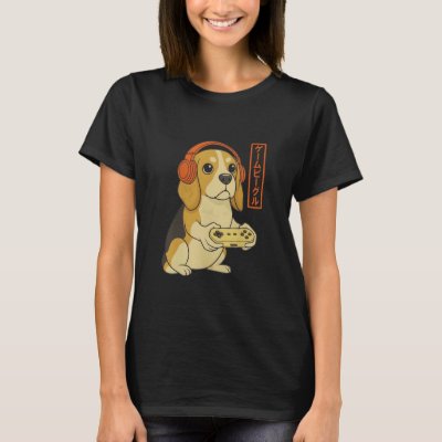 Beagle Japanese Gamer Men Women Boy Funny Video Ga T-Shirt