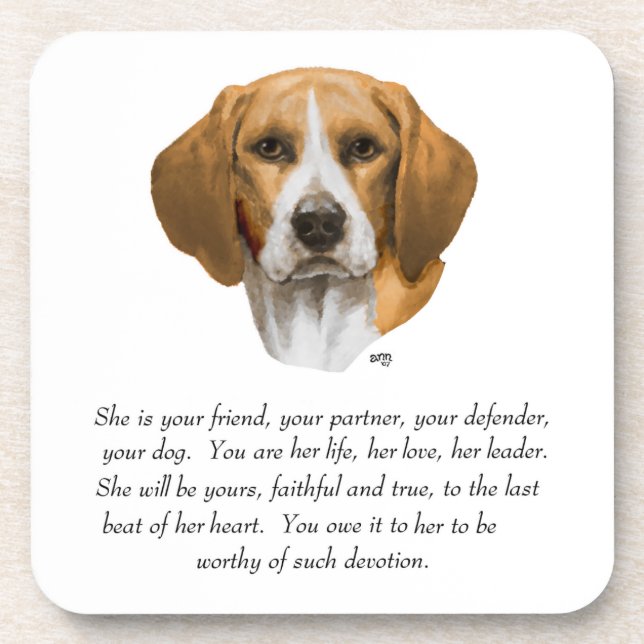 Beagle Keepsake Beverage Coaster (Front)