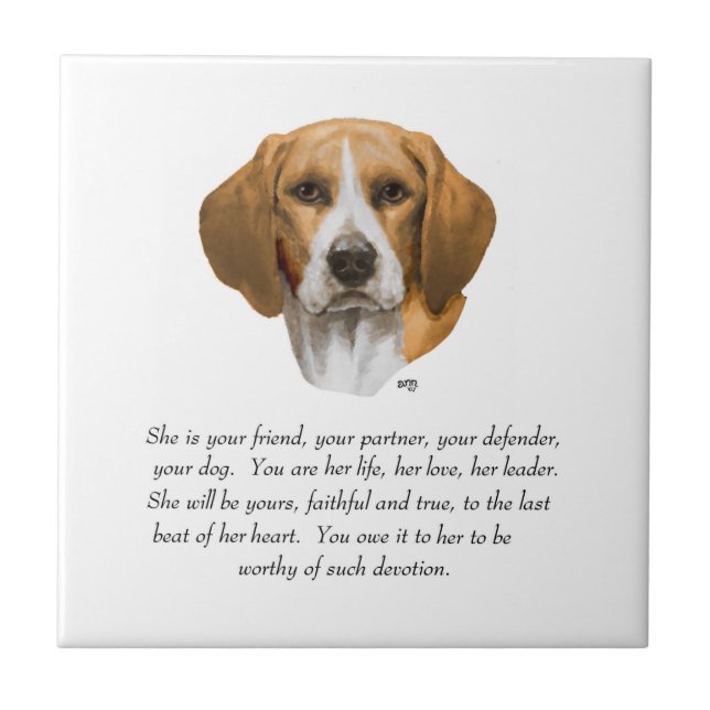 Beagle Keepsake Ceramic Tile (Front)