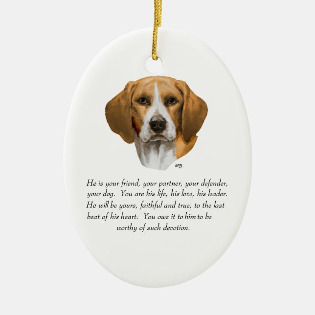 Beagle Keepsake MALE Ceramic Ornament (Front)