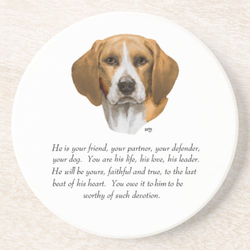 Beagle Keepsake MALE Sandstone Coaster