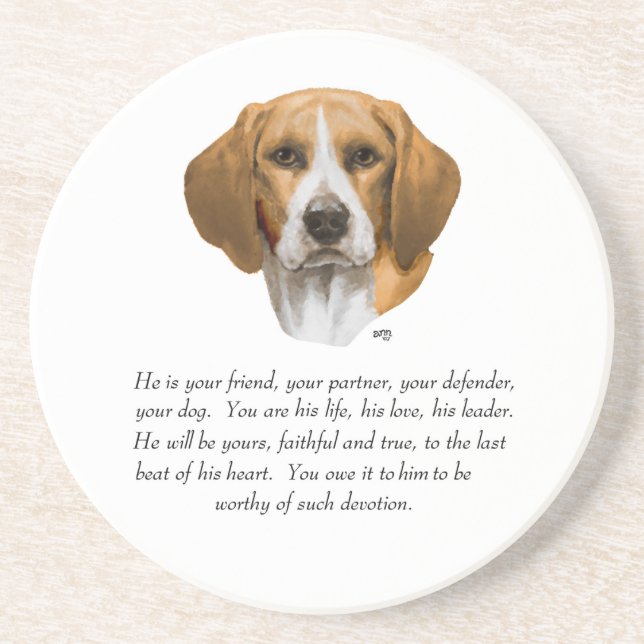 Beagle Keepsake MALE Sandstone Coaster (Front)