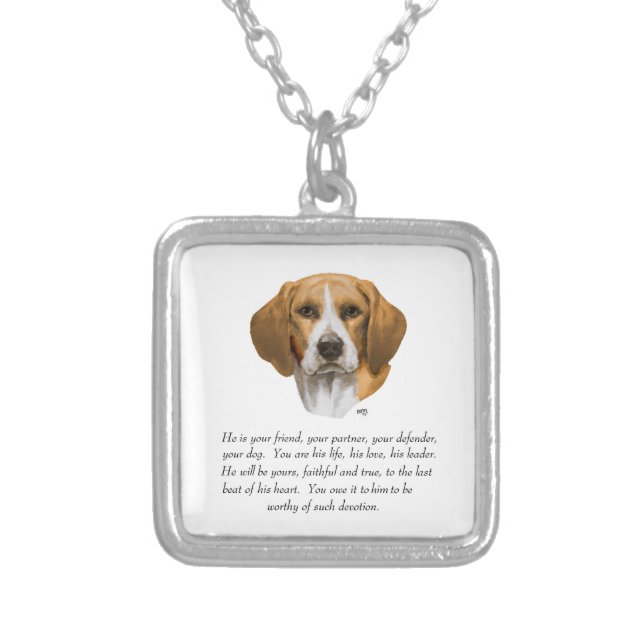 Beagle Keepsake MALE Silver Plated Necklace (Front)