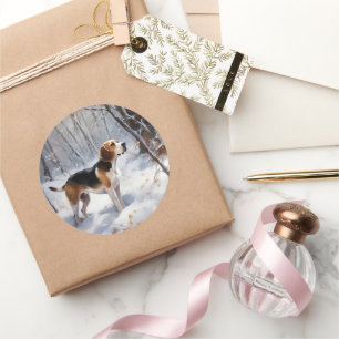 Beagle Let It Snow Christmas Classic Round Sticker