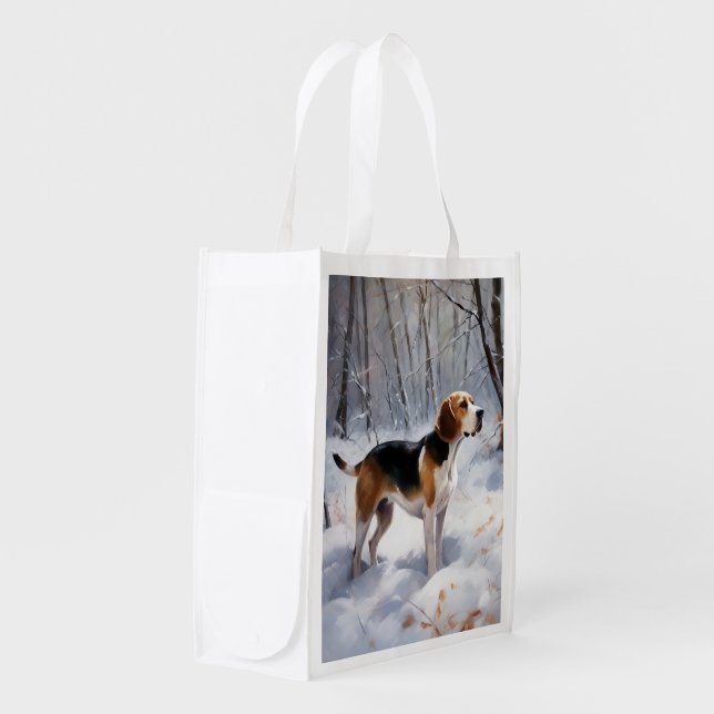 Beagle Let It Snow Christmas  Grocery Bag (Front Side)