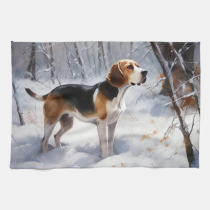 Beagle Let It Snow Christmas Kitchen Towel