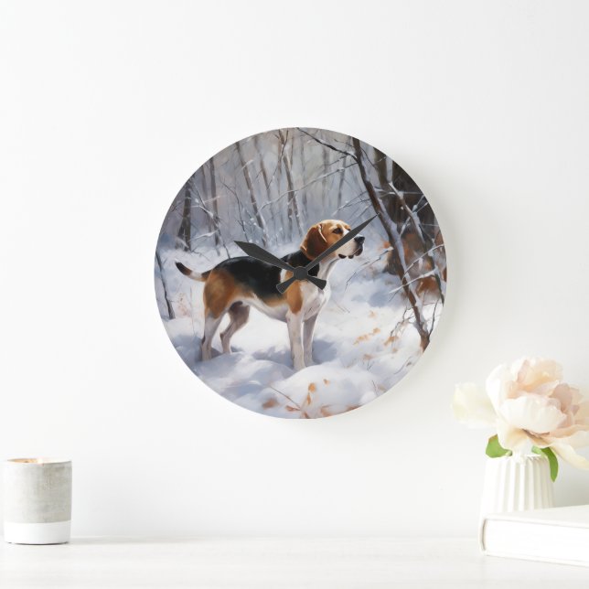 Beagle Let It Snow Christmas  Large Clock (Home)