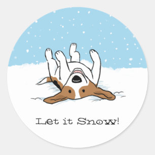 Beagle Let it Snow Dog Christmas Holiday Custom Classic Round Sticker