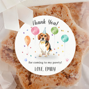 Beagle Lets  Dog Birthday Thank You Classic Round Sticker