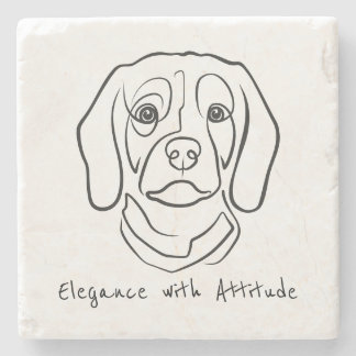 Beagle Line Art, Elegance with Attitude Stone Coaster