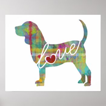 Beagle Love: A Modern Watercolor Print by Silhouette_Shop at Zazzle