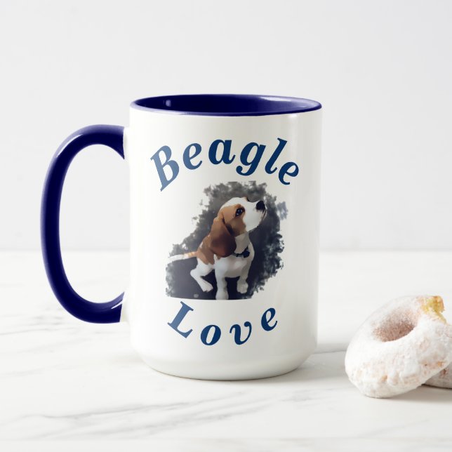 "Beagle Love" Cutest Puppy Gift for Her Him Coffee Mug (With Donut)