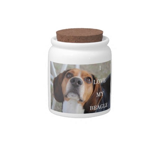 beagle love w pic black red white candy jar