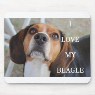 beagle love w pic black red white mouse pad