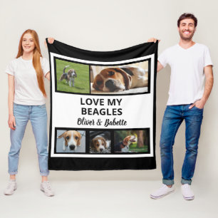 Beagle Lovers Custom Puppy and Dog Photo Collage Fleece Blanket