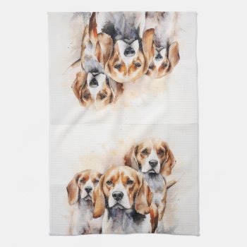 Beagle Lover's Watercolor Dog Art Kitchen Towel by FavoriteDogBreeds at Zazzle