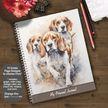 Beagle Lover's Watercolor Dog Art Notebook by FavoriteDogBreeds at Zazzle