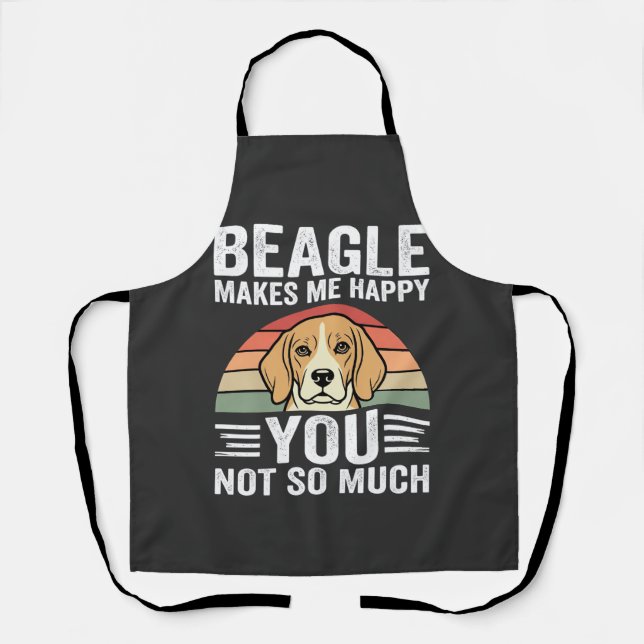 Beagle Makes Me Happy Dog Lover Apron (Front)