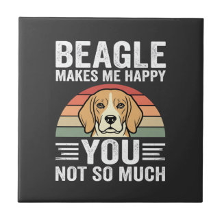 Beagle Makes Me Happy Dog Lover Ceramic Tile