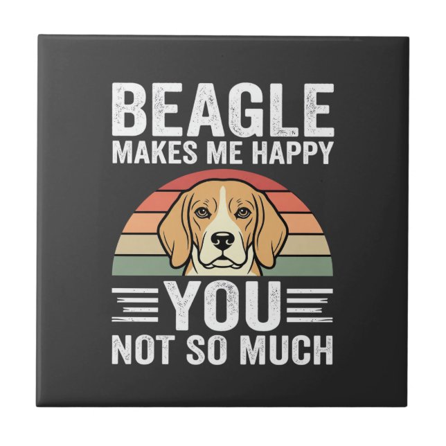 Beagle Makes Me Happy Dog Lover Ceramic Tile (Front)
