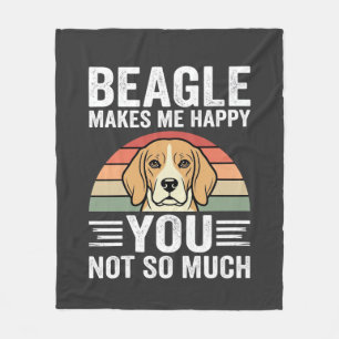 Beagle Makes Me Happy Dog Lover Fleece Blanket