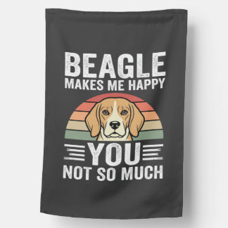 Beagle Makes Me Happy Dog Lover House Flag