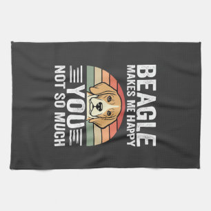 Beagle Makes Me Happy Dog Lover Kitchen Towel