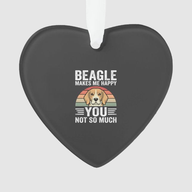 Beagle Makes Me Happy Dog Lover Ornament (Front)