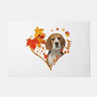 beagle makes me happy fall heart leaves doormat
