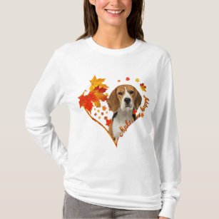 beagle makes me happy fall heart leaves  T-Shirt