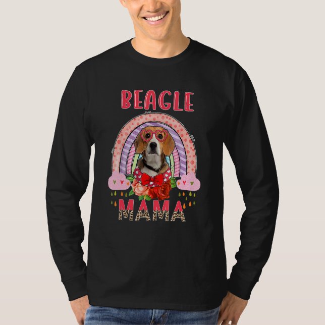 Beagle Mama Cute Rainbow Rainy Dog  Flowers Mother T-Shirt (Front)