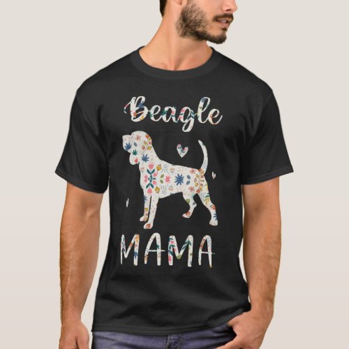 Beagle Mama Floral Dog Mom Love T_Shirt