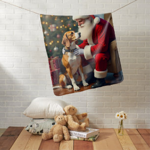 Beagle Meets Santa Christmas Painting Baby Blanket