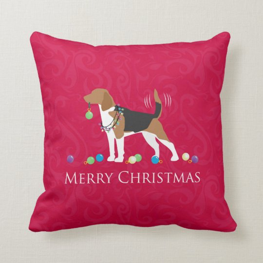 beagle holiday pillow