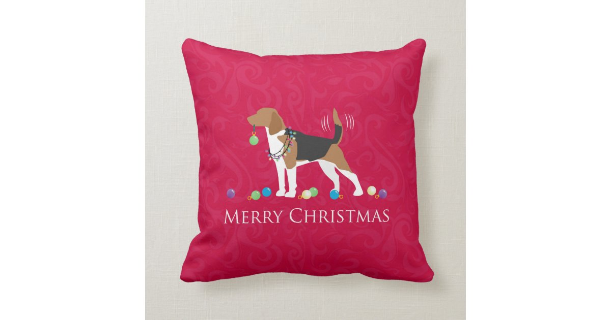 beagle holiday pillow