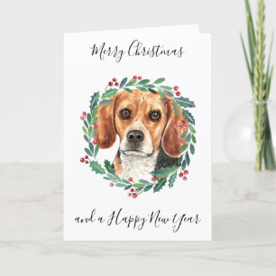 Beagle Merry Christmas Trendy Dog Holiday Card