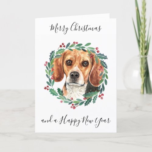 Beagle Merry Christmas Trendy Dog Holiday Card