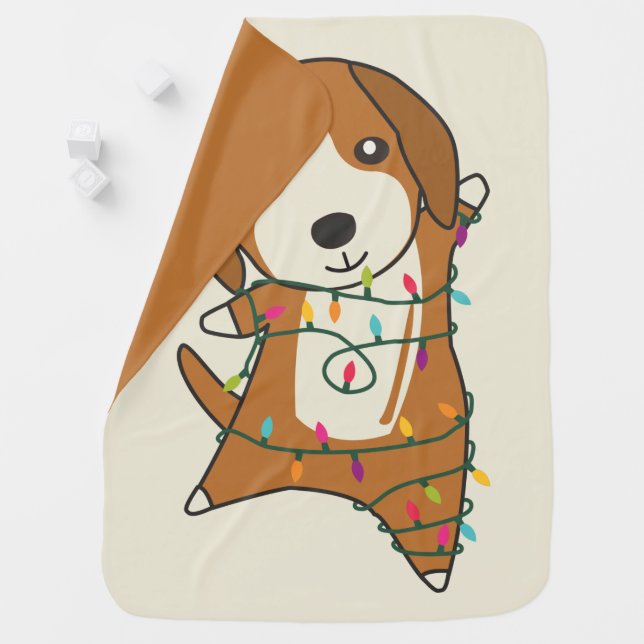 Beagle Merry Christmas Winter Animals Dog Baby Bla Blanket (In Situ)