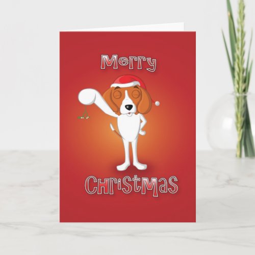 beagle _ mistletoe _ merry christmas holiday card